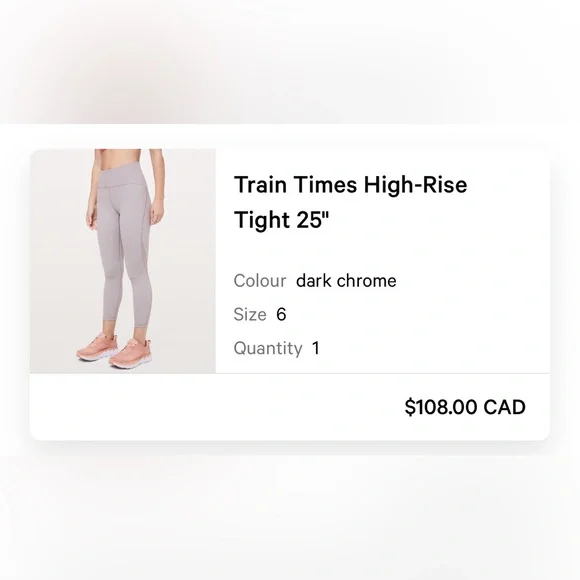 Lululemon chrome 25” leggings size 6, mesh detailing to calves - Picture 3 of 3